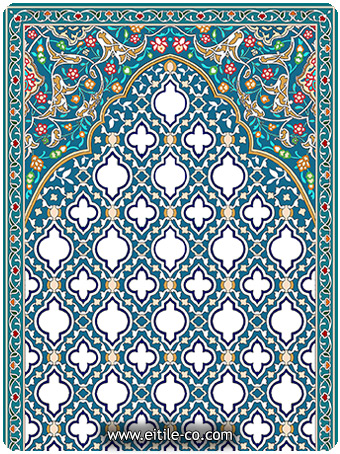 Design, manufacture and installation of Iranian handmade tiles for Mihrab, under dome and calligraphy wall panels in Al Harthi mosque, Buwshar Zone, Muscat, Oman. www.eitile.com