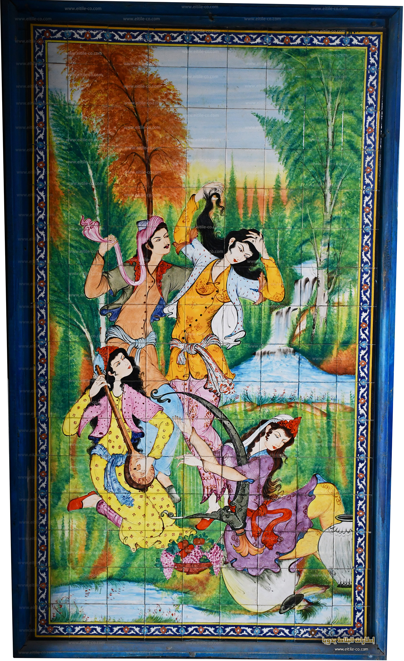 Wall frame made of Iranian tiles with miniature painting, www.eitile.com