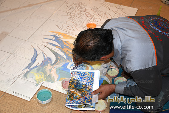 Prof. Farshchiyan painting on tile panel, www.eitile-co.com