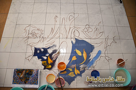 Prof. Farshchiyan painting on tile panel, www.eitile-co.com