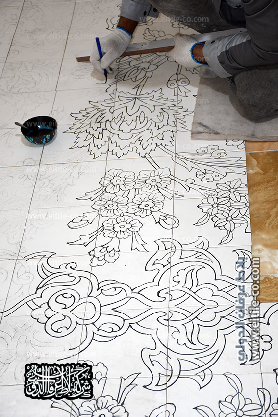 Rug design on handmade ceramic tiles for floor decoration, www.eitile.com