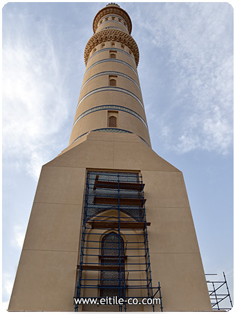 Handcrafted tile repair and restoration work at the Sultan Qaboos Grand Mosque in Sohar, Oman, www.eitile-co.com