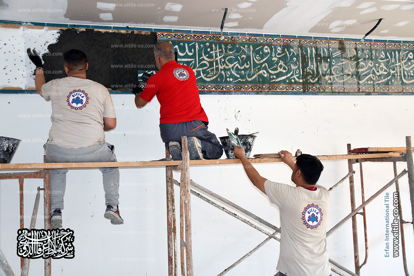 Design, Manufacture and installation of Islamic tiles for Al-Harthi mosque in Buwshar Zone, Muscat, Oman. www.eitile-co.com