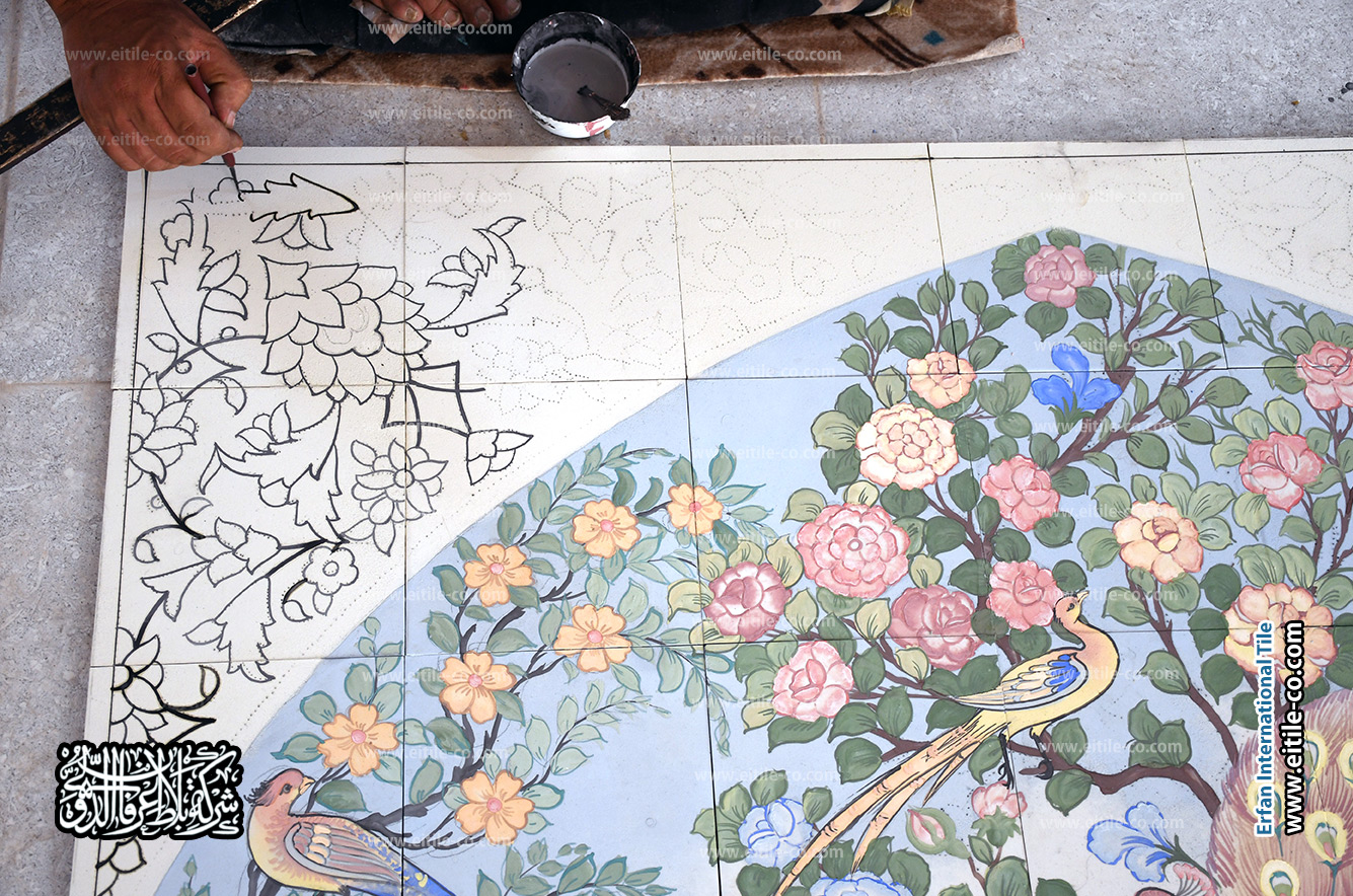 كيفية رسم الأشجار والطيور على البلاط المصنوع يدويًا  www.eitile-co.com