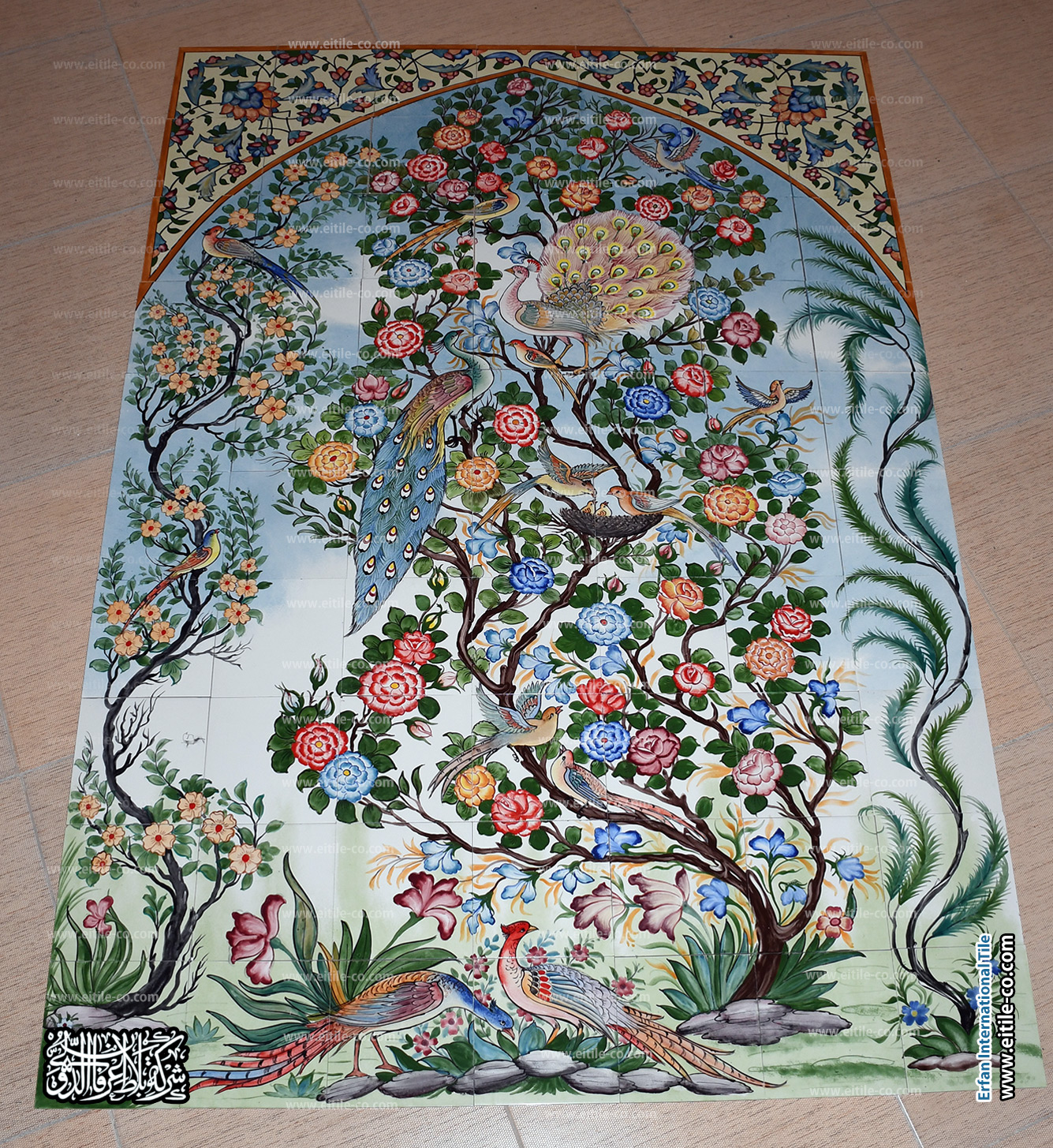كيفية رسم الأشجار والطيور على البلاط المصنوع يدويًا  www.eitile-co.com