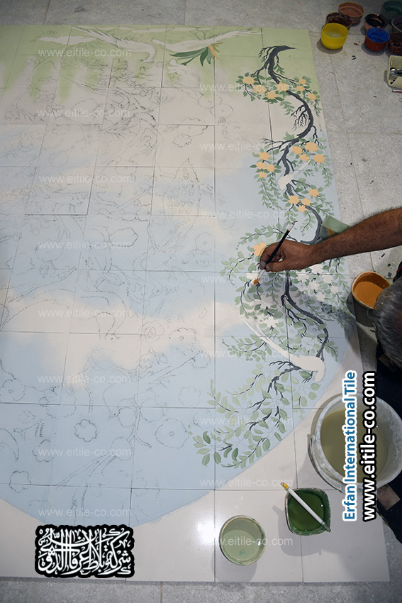 كيفية رسم الأشجار والطيور على البلاط المصنوع يدويًا  www.eitile-co.com
